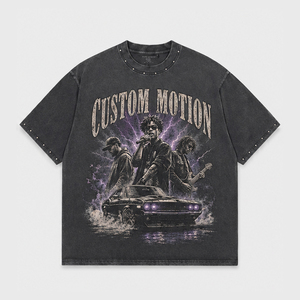 Camiseta Oversize de Fábrica para Hombre, Algodón Pesado 300GSM, Lavado Desgastado, Corte Boxy, con Logotipo Gráfico de Pedrería - Product Image 2
