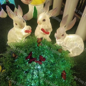 Life Size Fiberglass Rabbit Motif <b>Light</b> with LED Sculpture Design for Commercial Decorative Displays - Product Image 5