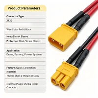 Harnais de câblage personnalisé ODM OEM, fiche mâle XT30U, câble de charge d'alimentation pour voiture, assemblage de câbles, appareil ménager, cuivre étamé