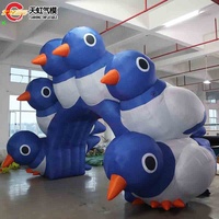 Arche gonflable 5x4m en forme de tunnel avec 6 colombes pour la décoration de scène événementielle, portail réaliste en forme de pigeon avec souffleur électrique