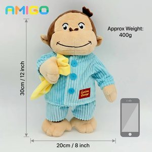 Set Selimut Bayi Boneka Monyet Plush dengan Pinggiran Satin, Mainan Peluk Lembut untuk Bayi dan Dewasa - Product Image 4