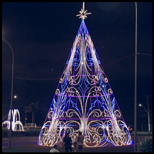 Giant outdoor waterproof Christmas metal cone tree motif <b>light</b> with <b>star</b> <b>led</b> <b>lights</b> - Product Image 2