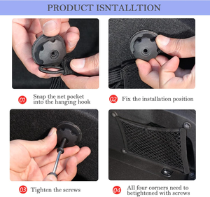 Lot de 2 organiseurs de <span class=keywords><strong>coffre</strong></span> en PP, filets de rangement pour voiture, camping-car/bateau, 8 vis/crochets de fixation (18x9,8 pouces) CW45 -tenghui - Product Image 5