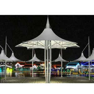 Auvent paysager stylisé en membrane tendue en PVDF/PVC résistant aux intempéries et anticorrosion pour structure en acier de sites touristiques - Product Image 2