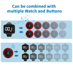 Thông Minh Đồng Hồ 2025 Không Dây Không Thấm Nước Bồi Bàn Hệ Thống Người Bồi Bàn Người Gọi Khách Hàng Tiếp Viên Gói 1 Đồng Hồ Và 10 Bảng Nút - Product Image 4