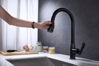 Robinet de cuisine moderne minimaliste en laiton de haute qualité, mitigeur chaud-froid à poignée unique avec cartouche céramique et douchette extractible
