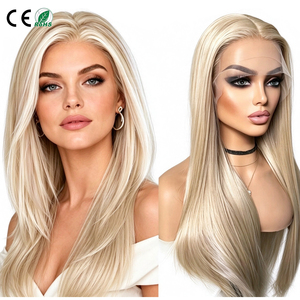 วิกผมหน้าผากลูกไม้สีบลอนด์อ่อนไฮไลท์สีแพลตตินั่มขาว  วิกผมแท้ 13x4 5x5 13x6 HD Lace Frontal Wigs สีบลอนด์ประกายเทา - Product Image 1