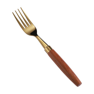 Ensemble de couverts durables en acier inoxydable 304 avec manche en bois de rose, couleur unie, couteau, fourchette et cuillère de style occidental pour dîner de fête - Product Image 4