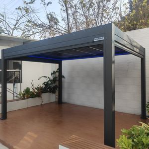 Pergola GHUSTRUD, idées modernes de luxe pour l'extérieur, jardin, pergola en aluminium avec toit couvert imperméable et télécommande - Product Image 5