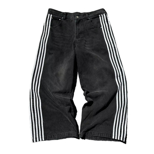 Jeans de Hombre 100% Algodón Vintage, Corte Recto, Oversize, con Logotipo Personalizado, Desgastados, Tejidos, Lavados, Estilo Baggy - Product Image 1