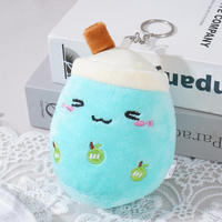 Porte-clés en peluche super doux et mignon, motif tasse de bubble tea aux fruits, mini Boba Milk Tea, brodé, pendentif en peluche réconfortant