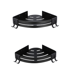 שטח מודרני אלומיניום דקוות כפולה פינת מקלחת מקלחת מדף פינה מתלה עם ווים - Product Image 1