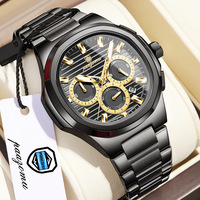 Montre pour homme luxueuse, sportive et élégante, mouvement à quartz, bracelet en acier inoxydable, chronographe analogique, aiguilles, 41 mm, 20 mm