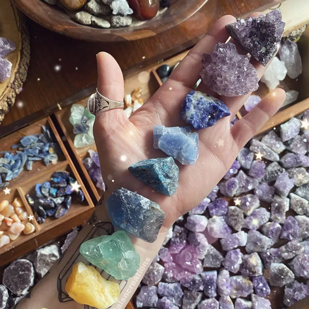 Grosir Batu Permata Mentah Kristal Alami Batu Mineral Tidak Rata Penyembuhan Chakra Reiki Batu untuk Membuat Perhiasan