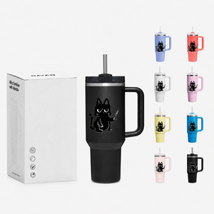 Vaso Térmico de Acero Inoxidable con Diseño Personalizado de Mascotas de Dibujos Animados, con Asa y Pajita, 14oz-40oz, para Viaje, Impresión UV Láser - Product Image 1