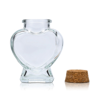 Bouteille en verre en forme de cœur de 70 ml pour décoration de mariage, cadeau DIY, fête à domicile, pot en verre en forme de cœur, bouteille à vœux avec bouchon