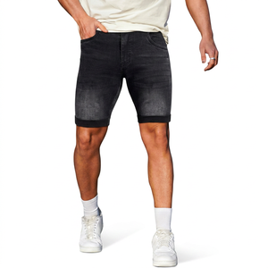 Shorts en jean noir pour homme, taille mi-haute, déchirés et usés, style décontracté d'été, mélange coton élasthanne respirant, coupe droite - Product Image 3