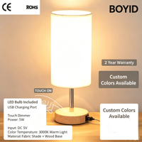Lampe de chevet à induction métallique OEM avec abat-jour en tissu, commande tactile, 2 ports USB, intensité réglable, veilleuse connectée pour la maison intelligente