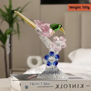 HBL Décoration de maison et de bureau en cristal gravé de style américain, oiseau de luxe, perroquet, artisanat animal, ensemble de cadeaux, accessoires - Product Image 6