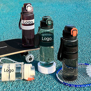 Botella de Agua Deportiva Reutilizable de Plástico con Tapa de Botón y Correa para Beber Directamente, Ideal para Gimnasio y Fitness - Product Image 3