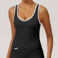 Débardeur de sport color-block sans dos pour femme, style transfrontalier Europe et États-Unis, idéal pour le yoga et le fitness, haut de sport à porter en extérieur