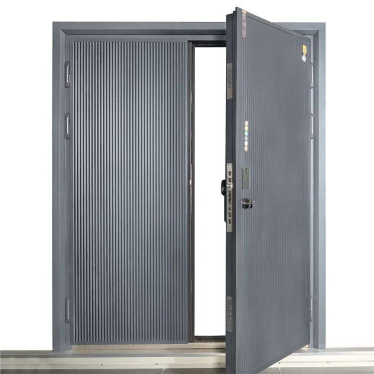 Light luxury Zinc alloy steel metal front doors for houses modern