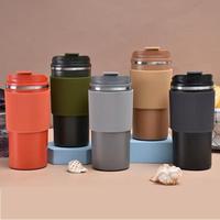 Gobelets à café isothermes réutilisables anti-fuite de 16 oz en acier inoxydable avec couvercles pour boissons chaudes et froides