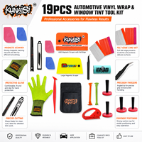 Kit d'outils professionnels KUNAISI 19 pièces pour l'installation de film vinyle et de teinte sur vitres de voiture, avec raclette, cutter, gants et sac à outils, modèle CN