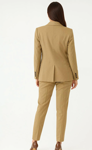 Women’s Beige <b>Wool</b> Double Breasted Suit Elegant Tailored Blazer and Slim <b>Pants</b> Set Premium Formal Office Wear Business Outfit - Product Image 5