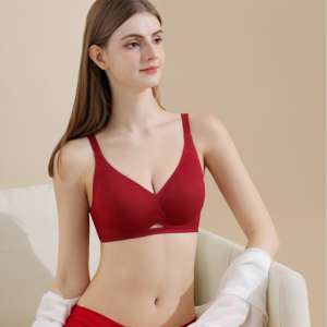 Soutien-gorge sans armatures de qualité alimentaire, sans coutures, en tissu côtelé 3D, grande taille, effet push-up, avec bandes adhésives pour les mamelons, soutien doux, tricoté - Product Image 2