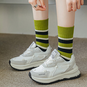 Women's Crew Socks Mid-Calf Cotton Striped Breathable Sweat-Absorbing Summer Casual Socks - Product Image 2