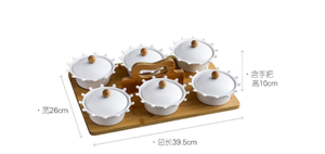 Cuencos de porcelana con tapa, tazones de cerámica con base de Bambú - Product Image 5
