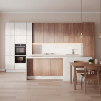 Meuble bas de cuisine modulaire moderne en MDF/verre, fixation murale, 5+ tiroirs, charnières à fermeture amortie durables, finition laquée, robinet