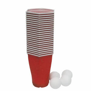 Vasos de <span class=keywords><strong>Juego</strong></span> de Beer Pong Hexagonales Coloridos para Fiestas en Bares y Piscinas, Vasos de Plástico Rojos con Ping Pong - Product Image 4