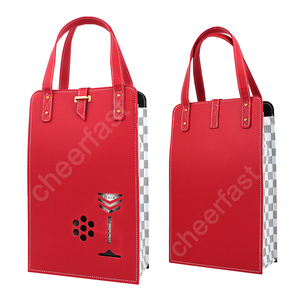 Sac de bouteille de vin en cuir Pu, Double, noir, 1 pièce, nouveau Design, avec poignée - Product Image 6
