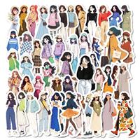 Autocollants imperméables en Pvc pour tenues de personnages dessinées à la main, 50 pièces, pour voiture, téléphone portable, ordinateur portable, bouteille d'eau