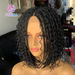 Perruques bouclées afro de haute qualité pour les femmes noires courtes brunes crépues <span class=keywords><strong>frange</strong></span> de <span class=keywords><strong>cheveux</strong></span> synthétiques fibre haute température résistante à la chaleur - Product Image 6