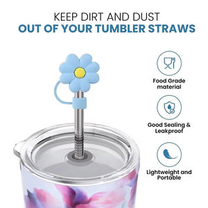 Vente en gros d'embouts de paille réutilisables anti-poussière en silicone pour décoration de fête - Product Image 4