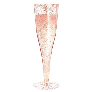 Lot de 50 flûtes à <span class=keywords><strong>champagne</strong></span> jetables en plastique rose doré scintillant, 4,5 oz (135 ml), pour mariage <span class=keywords><strong>et</strong></span> fête - Product Image 2
