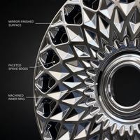 ZXXY Nouvelles jantes de voiture de luxe en alliage d'aluminium forgé chromé miroir de 21 pouces, design multi-rayons facetté, PCD universel de 130 mm