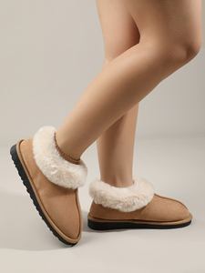 Pantuflas de mujer de piel para interior/exterior con anchos anchos, pantuflas de forro polar Sherpa para mujer, sandalias de espuma viscoelástica de una banda - Product Image 5