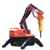 Robot de démolition sur chenilles télécommandé avec marteau hydraulique pour chantier de construction
