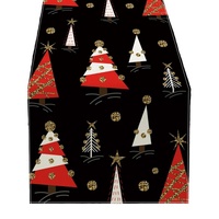 Chemin de table en polyester imprimé Noël, motif sapin et flocons de neige, style ferme, prix usine, vente chaude, pour intérieur