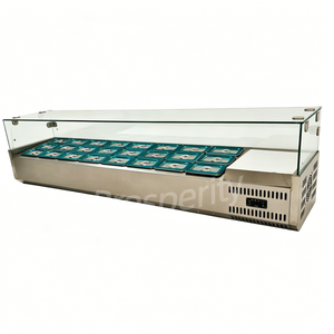 Comptoir de préparation de salades réfrigérées commercial de 180 cm, station de garnitures réfrigérée de comptoir avec positions pour bacs GN 1/9 pour restaurant - Product Image 4