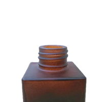 Flacon diffuseur carré en verre ambré givré de 50 ml, gravé à l'acide, avec col à vis large, pour emballage de parfum d'intérieur, marque BOXUN