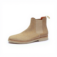 Bottes mi-mollet Chelsea européennes pour hommes en cuir véritable avec bande élastique, bout pointu, semelle épaisse, chaudes, pour l'automne, avec semelle extérieure en caoutchouc rehaussante