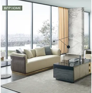 BFP домашний новый дизайн простой стиль белый кожаный диван набор мебели три места для гостиной диваны секции