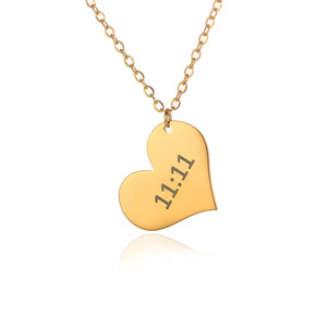 Collar Minimalista de Estilo Europeo y Americano con Placa Cuadrada de Letras en Oro de 18K, Número de Ángel <span class=keywords><strong>1111</strong></span>, Colgante en Forma de Corazón - Product Image 3