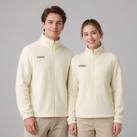 Jaket Polar Fleece 360g Full Zip Kerah Tegak Couple Matching Logo Custom Tahan Angin Musim Dingin Outdoor Kasual 8 Warna