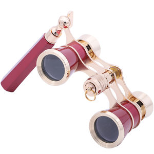 3x25 Handle lipat antik Telesope Adjustable Vintage merah logam Opera kacamata teropong - Product Image 6